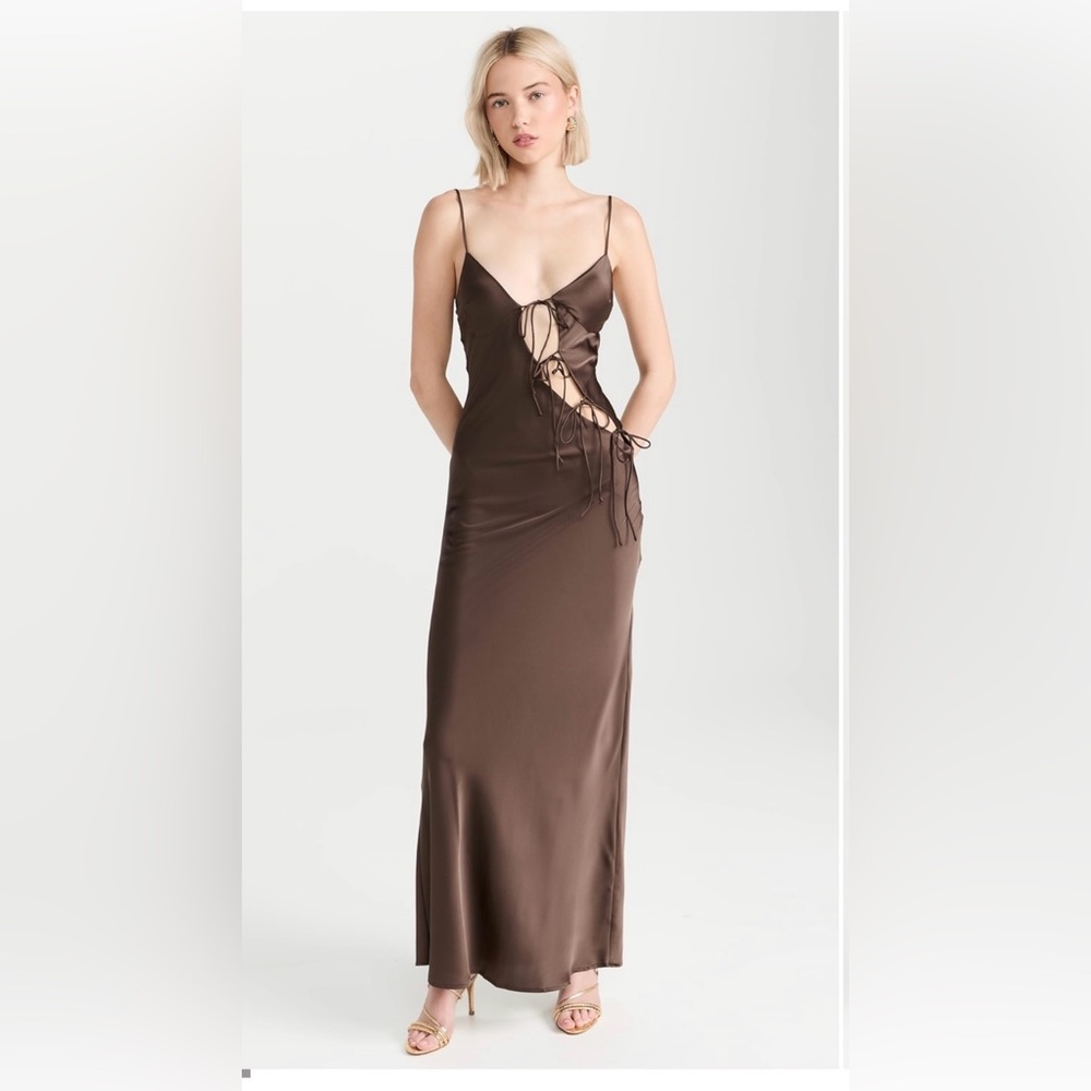 Satin Cut-Out Tie Front Dress